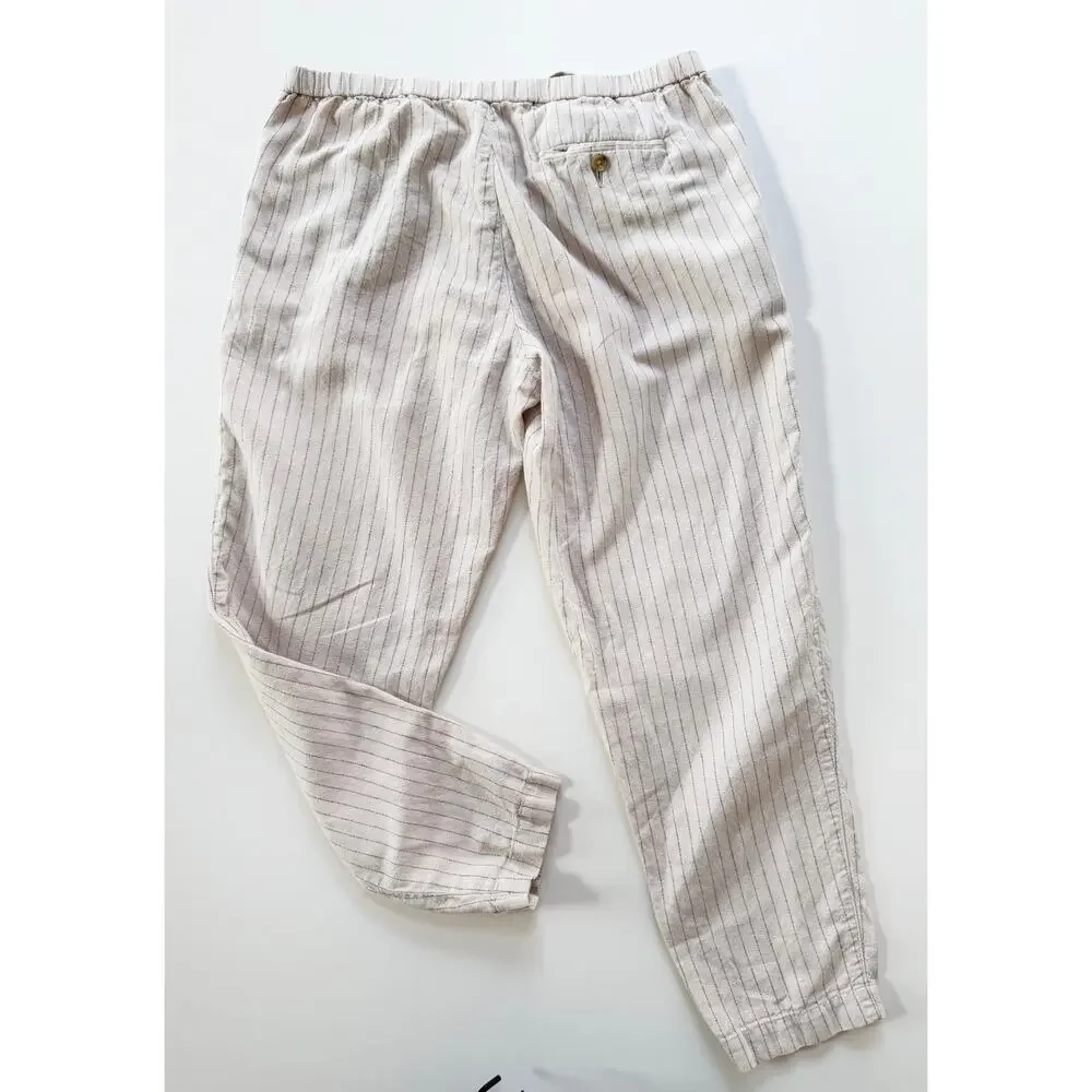 Uniqlo‎ Cream Linen Pants Pin Striped  Large